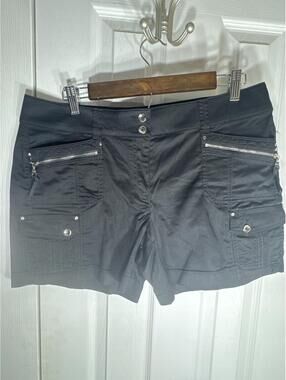 White House Black Market Black Cargo Shorts Size 10 Short Cotton Blend Zip Pouch